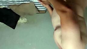 skinny ebony teen spreads tight pussy for white man's passionate creampie fuck