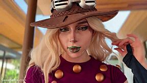 fem gyro zeppeli's wild passion surges as she fucks johnny deep and swallows his hot cum in jojo cosplay