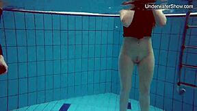 diana & simonna, hot redhead teens nude in pool play