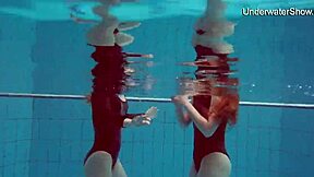 diana & simonna, hot redhead teens nude in pool play