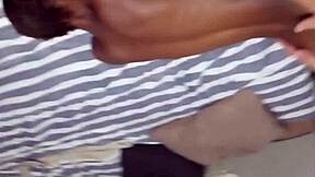 skinny ebony teen spreads tight pussy for white man's passionate creampie fuck