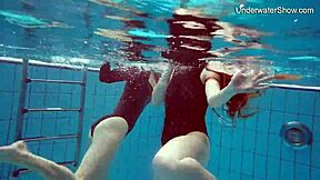 diana & simonna, hot redhead teens nude in pool play