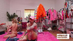 bts of petite jesse pony flashing her natural tits while posing in miniskirt during photoshoot