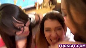 Latina BFFs thrill in deepthroat challenge rush