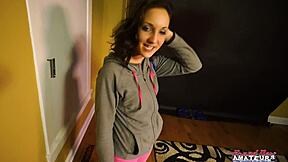 ryann's sloppy rimjob on petite coed ends in deep cum swallow?