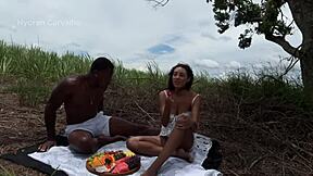 brazilian big tits ebony teen prostitute bareback creampie interracial pounding in public park