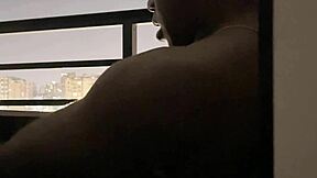 Blowjob on Hotel Balcony with Roommate Amateur Couple Deepthroat Action