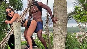 outdoor transando romp in sheer red with big cock lover