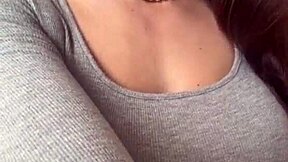 Stepmom's huge natural tits get licked during hot massage session.