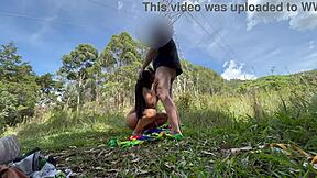 Real risky outdoor big cock pussy pounding cumshot