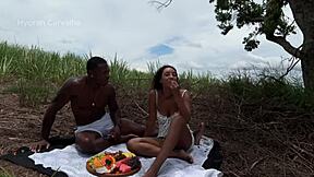 brazilian big tits ebony teen prostitute bareback creampie interracial pounding in public park
