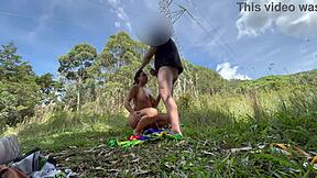 Real risky outdoor big cock pussy pounding cumshot
