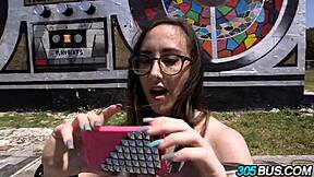 amateur glasses slut fucked hard on 305 bus