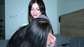 he pins down step-sis for rough scissoring and wild pussy grinding session