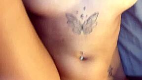 amateur college goth coed shows off her HUGE natural tits