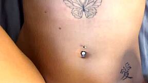 amateur college goth coed shows off her HUGE natural tits
