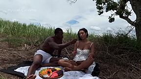 brazilian big tits ebony teen prostitute bareback creampie interracial pounding in public park