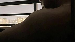 Blowjob on Hotel Balcony with Roommate Amateur Couple Deepthroat Action