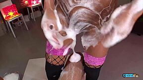 bunch of ladies suck fuck huge cock after deepthroat