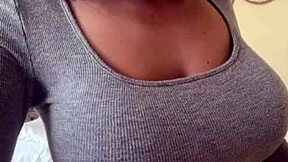 Stepmom's huge natural tits get licked during hot massage session.