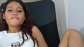 Horny teen fucks tight pussy solo at home 😈