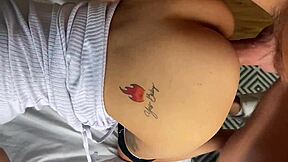 She screamed so loud 😱 busty Latina 18yo rims in rough POV cowgirl! 🍑💦