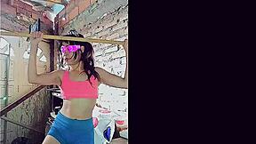 petite latina bonneyuwu sweat-drenched workout turns into sexy pussy stretchin??