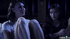 lesbian babe petite brunette rides dirty homeless dude's monster cock doggystyle rough!