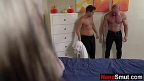stepgranny's huge tits bounce in taboo threesome pounding stepgrandsons hard?