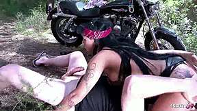 Isn't It Wild How This Big-Titted Biker Nympho Begs Old Guy For Dirty Outdoor Anal?