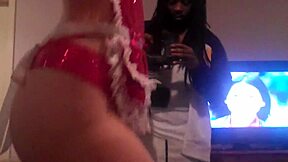 Extremely hot white girl backstage casting with interracial friend teasing big tits