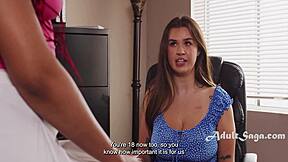 boss's stepdaughter joins office group fun first time 😈👯