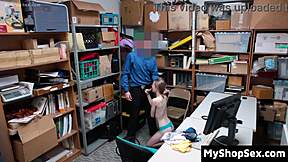 Tiny thief fucks officer's cock for her freedom