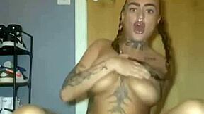 tattooed goth teen slut fingers her big ass and tits hard in emo anal fingering frenzy