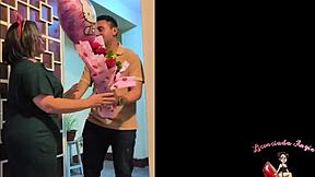 neighbor alone at party blows my cock for her special birthday candle