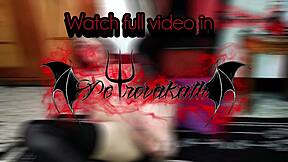goth slut rides big black toy ripping clothes heels tease