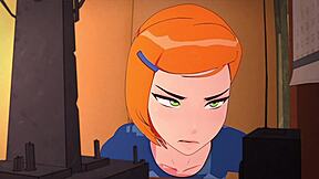 Gwen Swallows Four Arms Cumshots in Epic Compilation