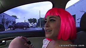 costumed redhead teen hitchhiker takes huge cock public pounding