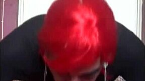 crossdressing sissy deepthroats assfucks real cock in stockings