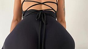 My curvy colombian stepmom trains hardcore in leggings with me