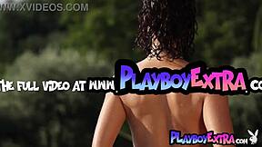 Sweaty Italian teen Gena Miller strips her tiny bikini outdoors, boobs bouncing free.
