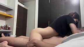 Skinny latina rides stepdad's cock non-stop till he explodes! 😈🍆💦