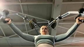 Big Tits Teen Fingers Pussy Then Fucks Hard During Intense Gym Workout!
