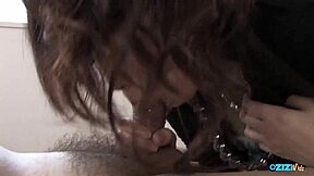 her tongue on his big nipples got that cock rock hard quick
