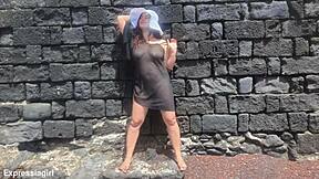 Curvy Lady in Sexy Outfit Fingers Pussy on Beach Photoshoot!