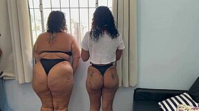 BBW African Roommates Double Penetrate Tight Pussies In Beach Apartment Orgy