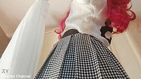 oops, i pulled up my miniskirt and showed my wet panties close up in the bedroom
