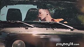 cute euro teen fucked outdoors by bf 😍🍆💦