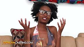 imagine an 18yo ebony's big natural tits and hairy pussy stretched wide in casting.