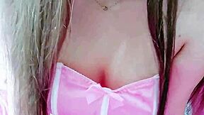 naughty student skirt no panties plays boobs tongue drips for daddy cock